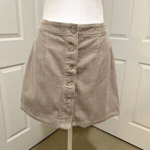 Forever 21 Beige Women Corduroy Button‑Front Mini Skirt Size M
